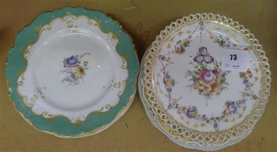 Dresden and English floral plates(-)